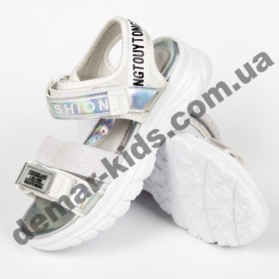 Детские босоножки Lilin Shoes B058-2-1 бело-серебряные большие